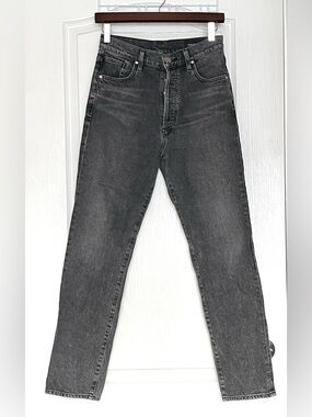 GOLDSIGN The Lawler High Rise Straight Leg Jeans Faded Black/Charcoal Sz 26